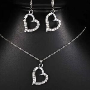 The Crystal Heart Necklace and Earrings set in 925 silver and crystals